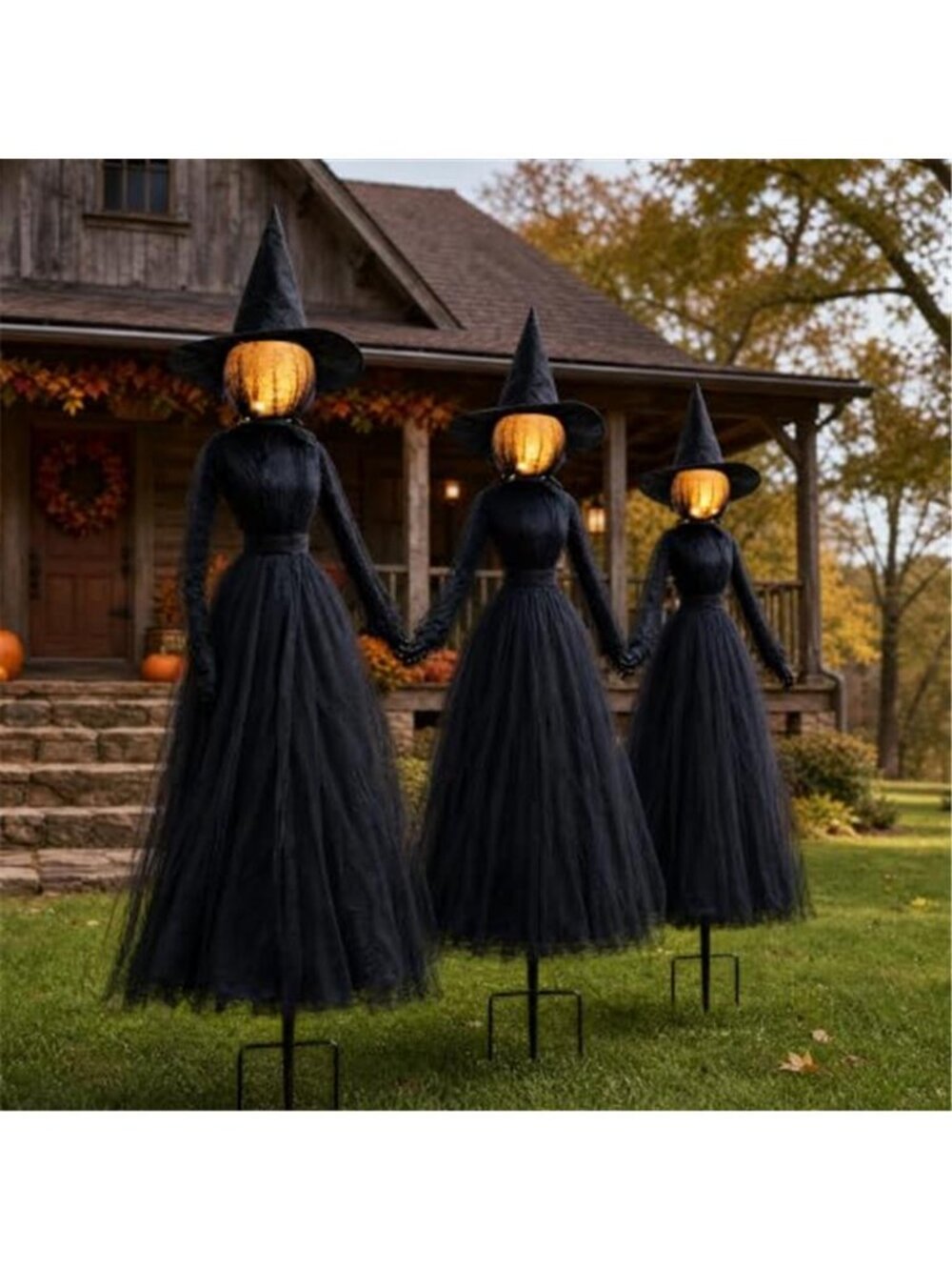Halloween Witch Decorations Outdoor, 6 FT Set of 3 Holding Hands Witches Stakes